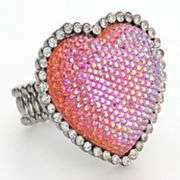 Candies Jet Simulated Crystal Heart Stretch Ring