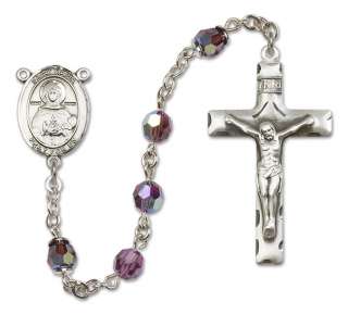 Silver Saint Daria Custom Medal Amethyst Crystal Rosary  