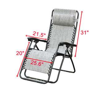   Gravity Chair Folding Recliner Outdoor Lounge Chairs Patio Pool Grey