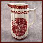 RED & CREAM TRANSFERWARE FRENCH COUNTRY TOILE PITCHER