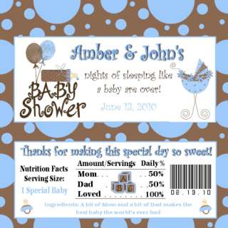 Tres Chic Baby Shower Candy Bar Wrappers Party Favors  