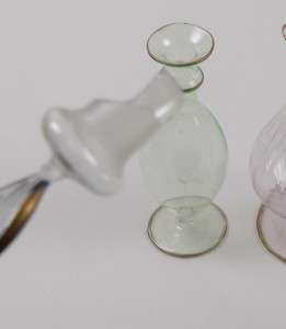 Pair Vintage Handblown Glass Perfume Bottles with Stoppers   very 