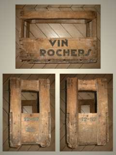 Vintage French Wine Bottle Crate (10 bottles), Wood, Stamped “Vin 