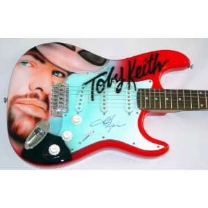 Toby Keith Autographed Signed Custom Airbrush Guitar & Proof