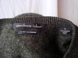   Isles *100% Cashmere* v neck golf sweater ~ mens XL ~ Gray  