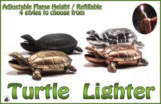 Pond Turtle Gold/Bronze/Green/Chrome Refillable Butane Lighter  
