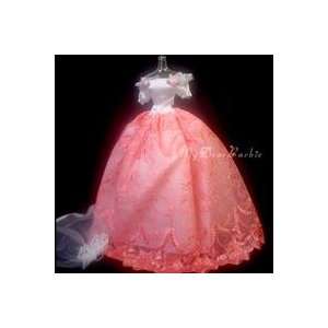   Pink Princess/Wedding GOWN Dress for Barbie Dolls + Veil: Toys & Games