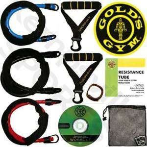 Golds Gym Resistance Bands/Tube YOGA Pilates Fit + DVD  
