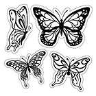 Inkadinkado Butterflies Cling Rubber Stamp Set of 4 60004