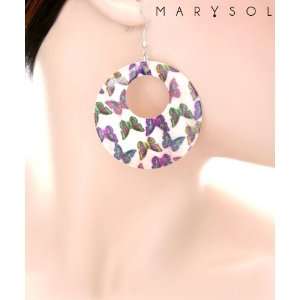  Colorful Butterfly Print Round Fashion Earrings: Jewelry