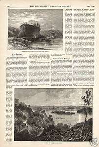 Tower Rock Island Mississippi River 1882 Antique Print  