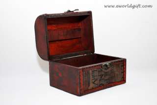 Alphabet Design Wood & Leatherette Treasure Chest Box  