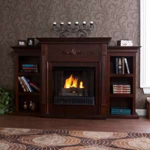  2012 Tennyson Espresso Gel Fuel Fireplace W/ Bookshelves 