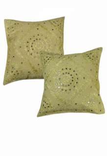   Cushion Covers Embroiderd Cotton Pillow Decor Art New Vtg Cases Indian