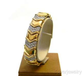 Estate Italian 3.38ct Diamond 18K Gold Cuff Bangle Bracelet NR  