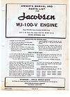 JACOBSEN OWNERS MANUAL PARTS LIST ENGINE W 100 V ENGINE VINTAGE MOWER 