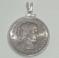   Jewelry Pendant SUSAN B. ANTHONY Sterling Silver Bezel Soldered Bail
