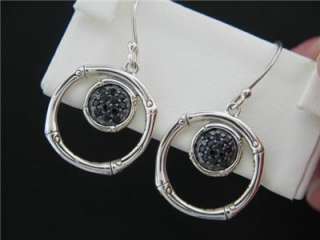John Hardy Bamboo Collection Earrings Sterling Silver and Sapphire 
