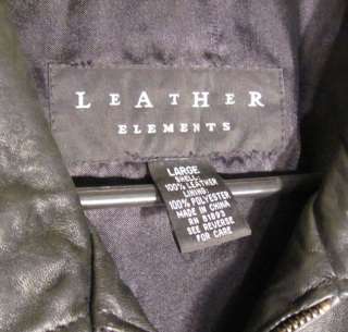 LEATHER ELEMENTS Womens Black Leather Coat Jacket Size Large  