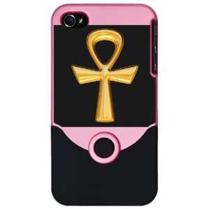  iPhone 4 or 4S Slider Case Pink Egyptian Gold Ankh Black 