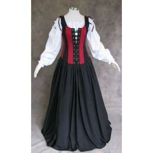  Red and Black Renaissance Faire Wench Bodice Pirate Gown 