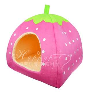 soft strawberry pet dog/cat bed house kennel doggy doghole cute free 