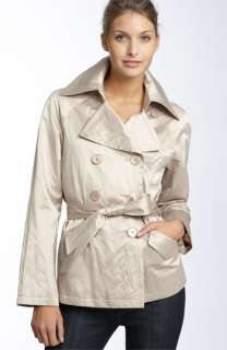 DKNY Piper Crinkled Satin All Weather Short Trench Coat  