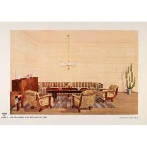  1933 Art Deco Living Room Sofa Hanging Lamp Chair Print 