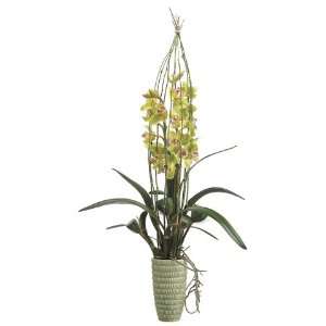  41 Cymbidium & Bamboo Silk Orchid Arrangement  Green 