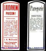LAUDANUM OPIUM+ Antique DRUGSTORE Medicine BOTTLE Label  