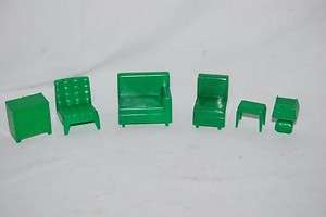Vintage MARX Doll house Furniture Lot living room chair TV table lamp 