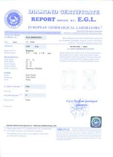 55 Ct. Radiant Cut EGL Certified Loose Diamond Stone  