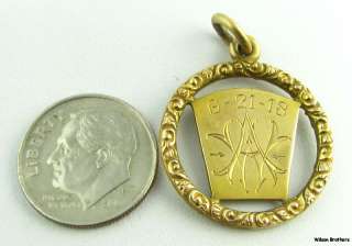1918 Royal Arch Masonic Pendant   14k Yellow Gold Mark Master Masons 