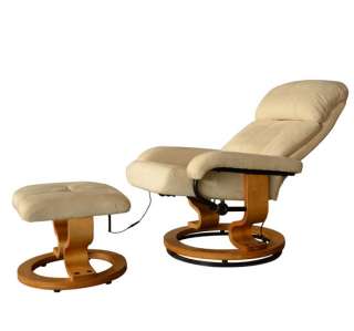   white recline office chair Vibrating TV Massage Chair W/Ottoman  