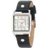   NW/1201SVBK Easy to Read Square Silver Tone Dial Black Strap Watch