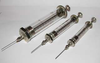Old Medical Instruments  Glass Syringe 2ml,5ml,20ml  