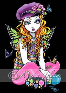 Cute Rainbow Fairy OOAK ACEO Myka Jelina ATC Art Sunny  