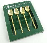   Gold Plate Spoons Set 4 Stainless Steel Milano 047539603982  