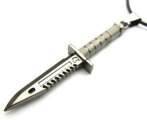 TF766  60mm Blacktone Alloy Army Hunting Knife Pendant Necklace  