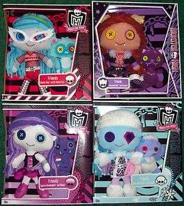 Monster High Plush Doll & Pet 3 Abbey Spectra Ghoulia  