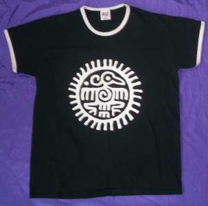 Ancient Thunderbird Mayan Aztec Black Womens Black Ringer T Shirt 
