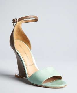 Sigerson Morrison beryl and brown leather Dali wedge sandals