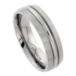   Fit Band Ring, Polished Convex Center, Frosted Edges 10 Jewelry