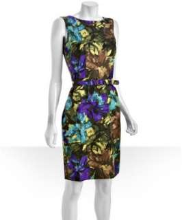 Ellen Tracy purple multicolor patterned belted dress   up to 