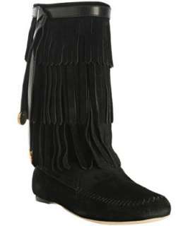 Gucci black suede Venere fringe boots  