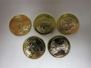   Gold Plated Complete Set Of National Park Quarters   P Mint (5 Coins