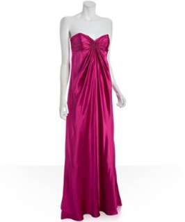 Laundry by Shelli Segal hot pink satin gathered strapless gown 