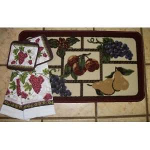   Kitchen Rug with Matching Kitchen Towel and Pot Holders Kitchen