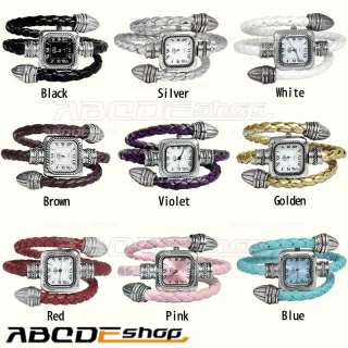 New Women Lady Quartz Bracelet Style Knit Band Wrist Watch  