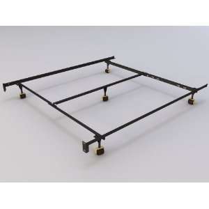 leg Adjustable Metal Bed Frame with Center Support and Rug Rollers 